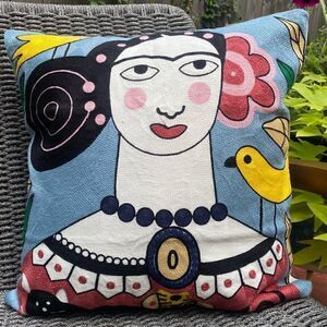 Frida Kahlo Embroidered Bohemian Pillow Cover